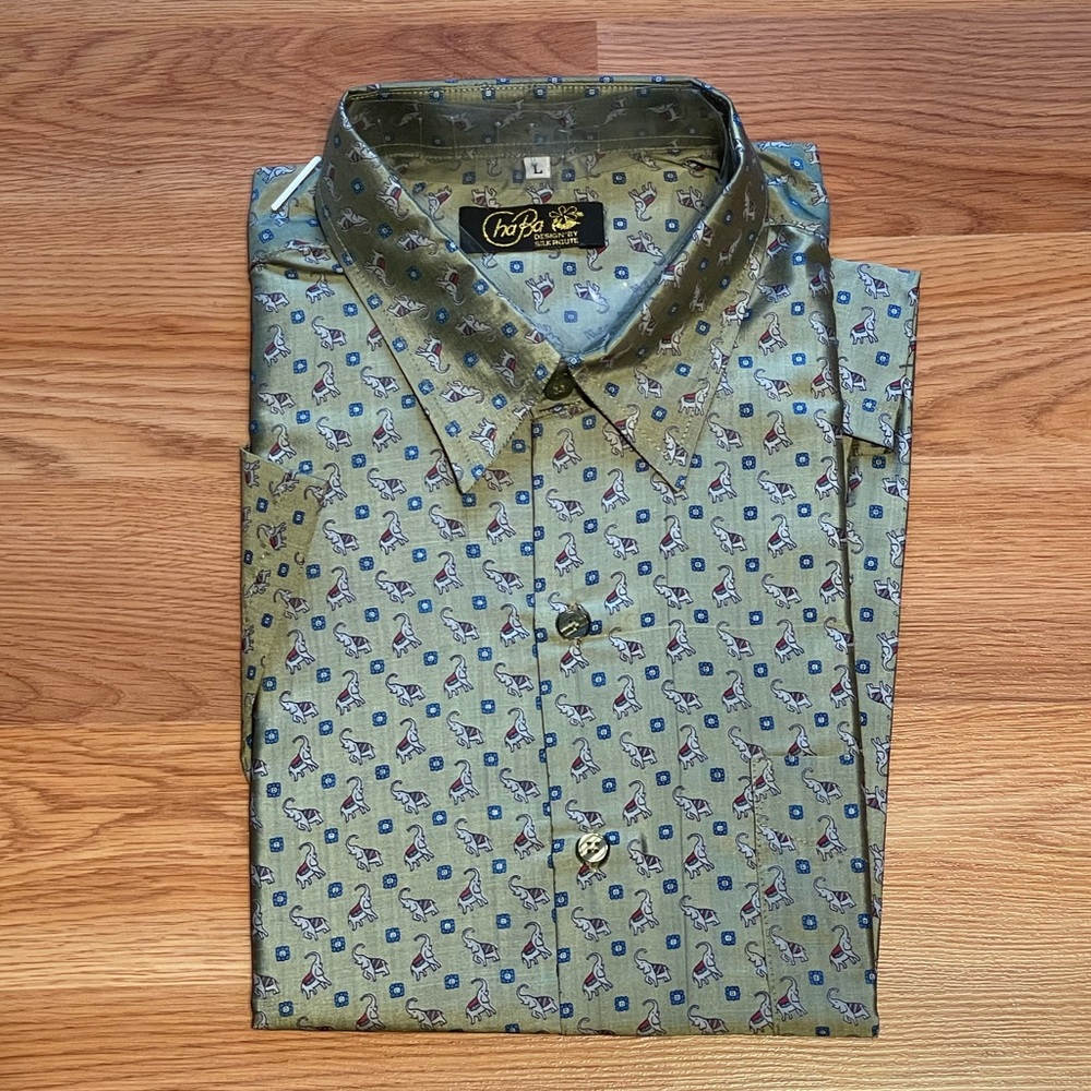 100% Silk Sage Green Button down